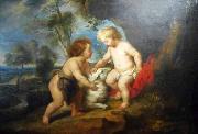 Peter Paul Rubens Infant Christ and St John the Babtist in a landscape oil on canvas